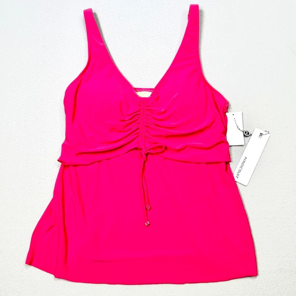 Magicsuit Women's Arya Ruched Tie-Front Tankini Coral Rose 16 $136